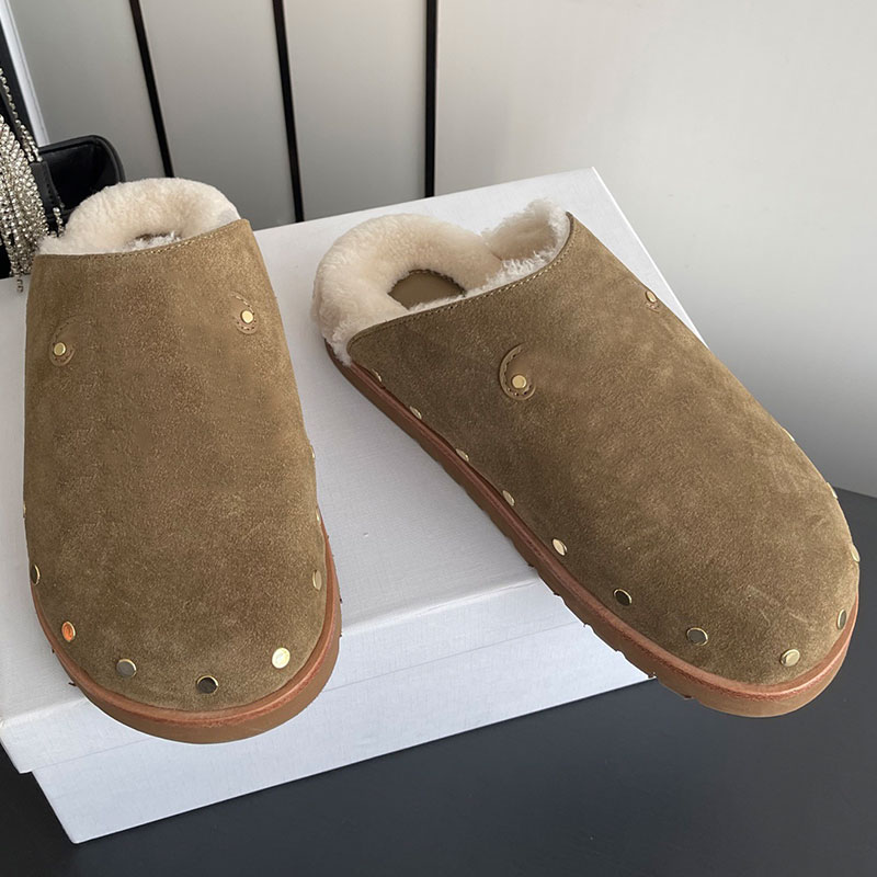 Clog Pitea In Suede Calfskin designer fashionable Mules womens autumn winter Mules high quality suede leather upper soft comfortable cowhide lining