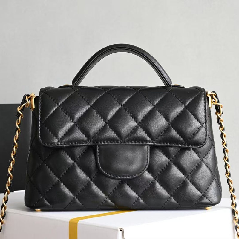 12a Designer bag 25P Flap bag Handbag Tote bag Vintage Gold Hardware Top Handle Crossbody Bag Black Lambskin Diamond Quilted Genuine Leather bag lux