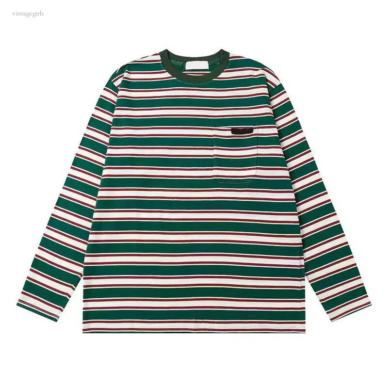 Multi Styles Designer Women Tshirt Fashion Long Sleeved Stripe Top Womens Polos Collar Striped Men Women T Shirt Versatile Casual Loose Oversized