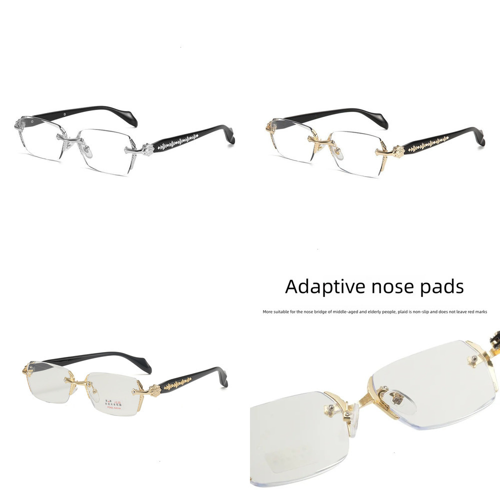 2026 New Brand Sunglasses Anti Blue Light Reading Glasses Diamond Cut Frameless Business Anti Blue Light Certified Presbyopia Glasses Outdoor Access