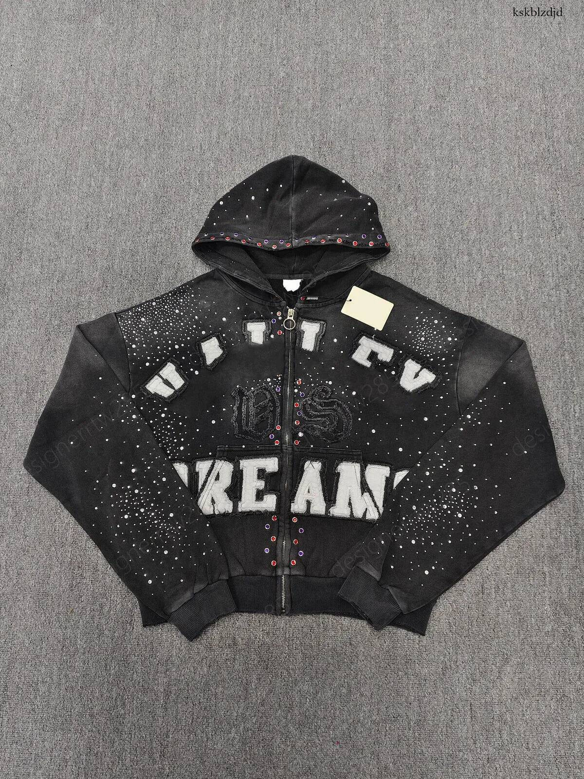 valleyness dreamsnes Dream Hoodie Designer Rhinestone Vale Dream Zip Up Hoodie Heavy Cotton Fleece Sweater Full Zipper Hoodies Jacket valleyly dream
