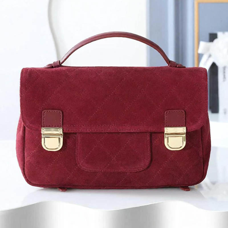 26k Suede Backpack Designer Ladies Shoulder Bag Flip Top Calf Leather Classic Ribbed Gold Metal Lock Adjustable Shoulder Strap Luxury Handbag Makeup