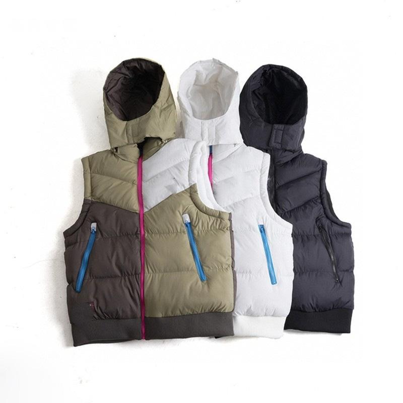 Designer Bestseller Unisex Reversible Hooded Color Block Cotton Vest Padded Sleeveless Jacket Korean Style Autumn Winter Casual Waistcoat