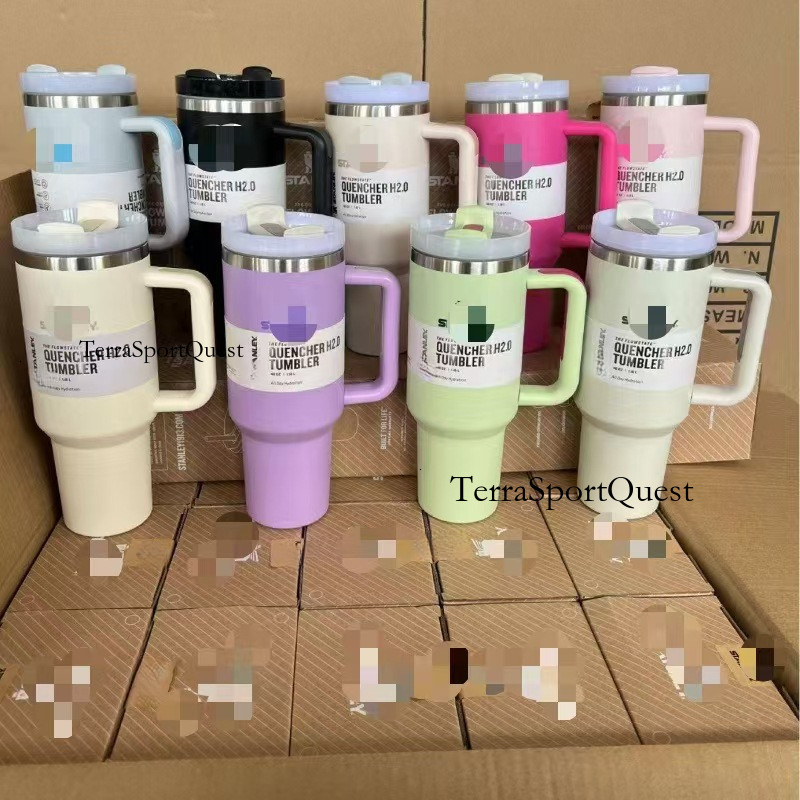 40oz Insulated Tumbler with Handle Lid Straw Stainless Steel Vacuum Thermos Cup Travel Car Coffee Mug Luxury Water Bottle 40oz Drinking Cup For Outd