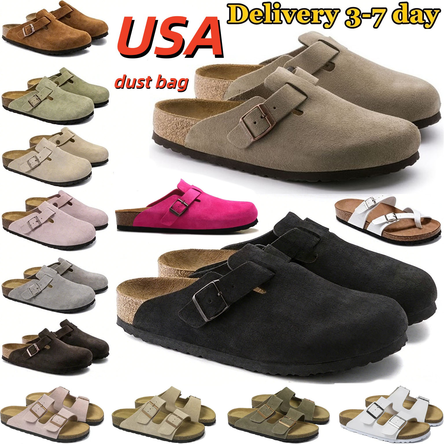 designer slippers men women clogs suede leather mules mens stylish slides outdoor comfortable sandals Taupe Black Sand Mocha black brown sand grey s