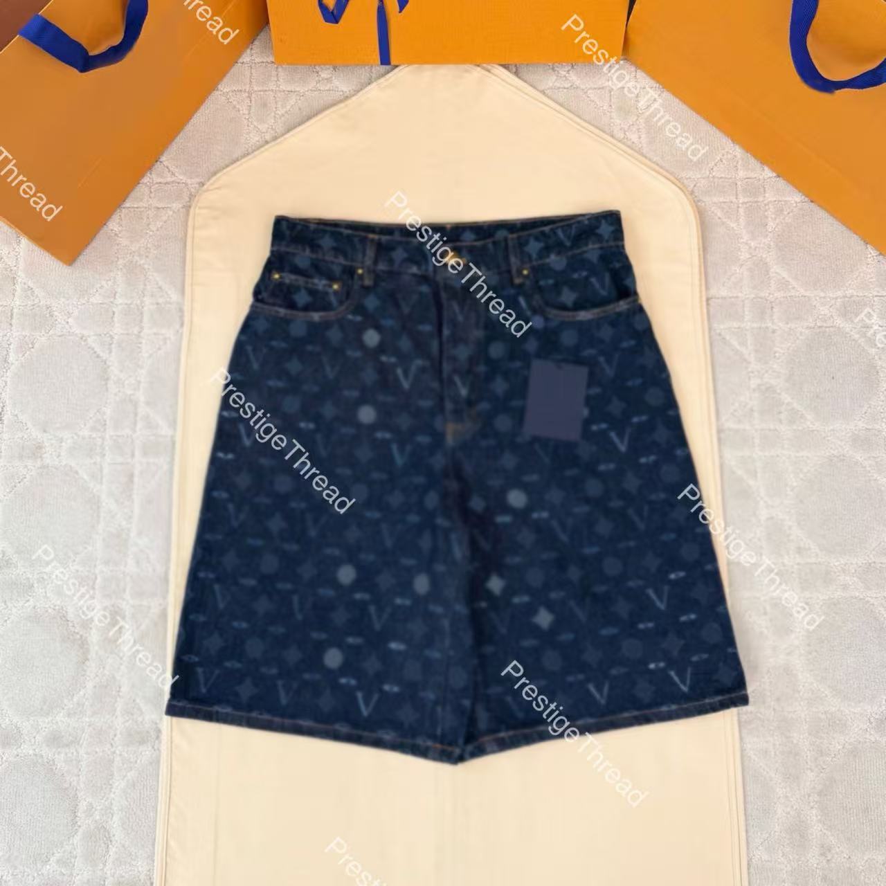 26ss Full-Logo Burnout Gradient Denim Vintage Casual Jeans Designer Men's Shorts