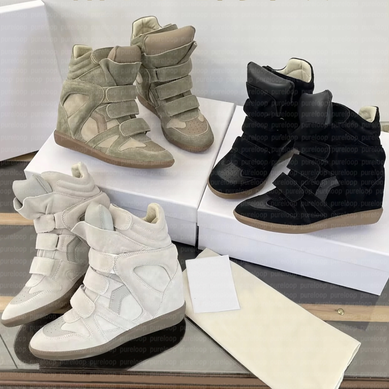 Deisgner Brand Hot Sale-black Bekett Boots Genuine Leather Winter Boots Leather-trimmed Suede Wedge Sneakers Fashion Show New Shoes Size 35-42