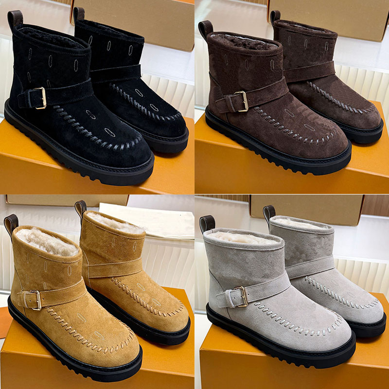 Luxury Colorado Ankle Boot Designer Hand Stitched Suede Winter Women Boots With Thick Buckle Durable Heel Thick Lining To Keep Warm Trendy Outdoor S