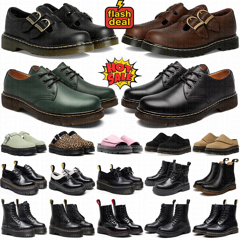 Designer martin boots men women luxury leather suede cowboy booties sandals loafers Ladies winter fashion street platform sneakers navy black dark b