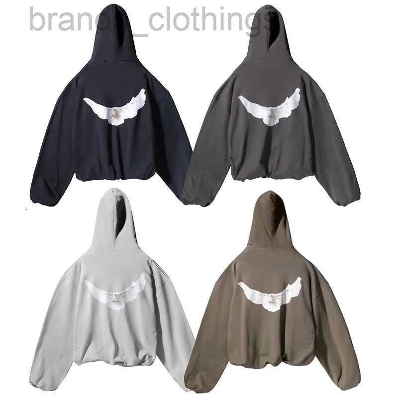 Hooded Sweatshirts Men Women Loose Casual Streetwear Peace Dove Wing Print DONDA PulloversXJ252009