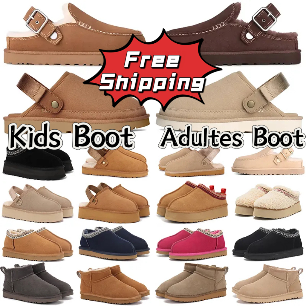 Free Shipping Australia Tasman Tazz Slippers Men Women Toddler Kids Classic Ultra Mini Platform Winter Sheepskin Fur Snow Clog Slides Black Pink Che