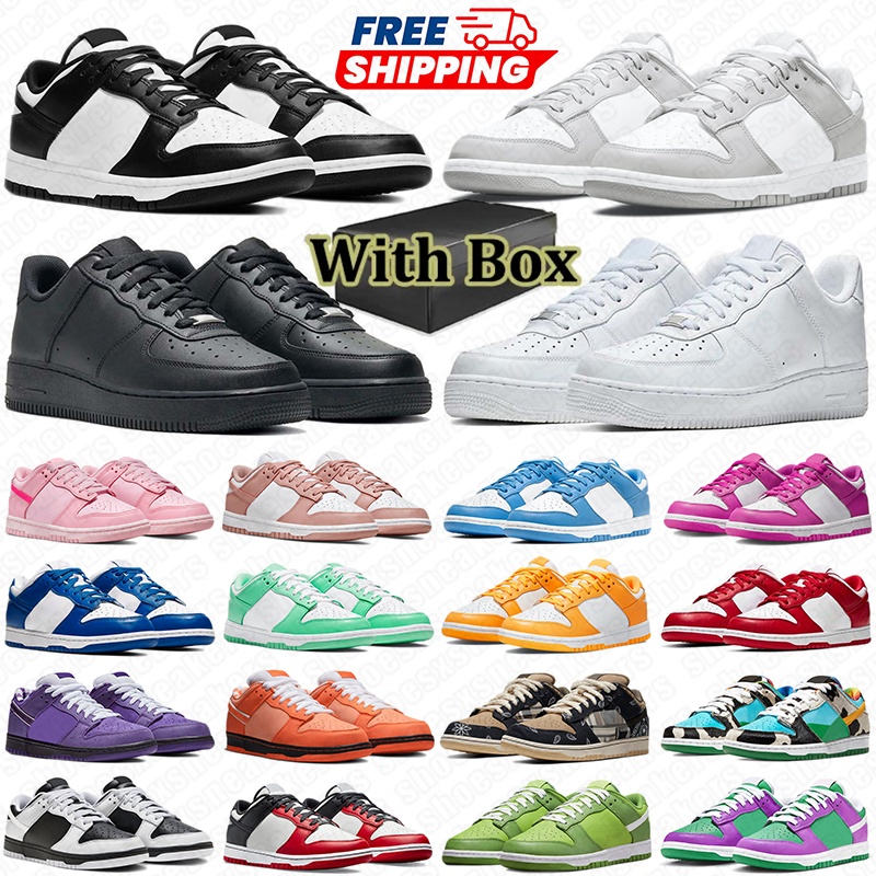 avec boîte og livraison gratuite running airforces1shoes baskets de créateurs pour hommes blanc noir Reverse Panda University bleu rouge gris bro
