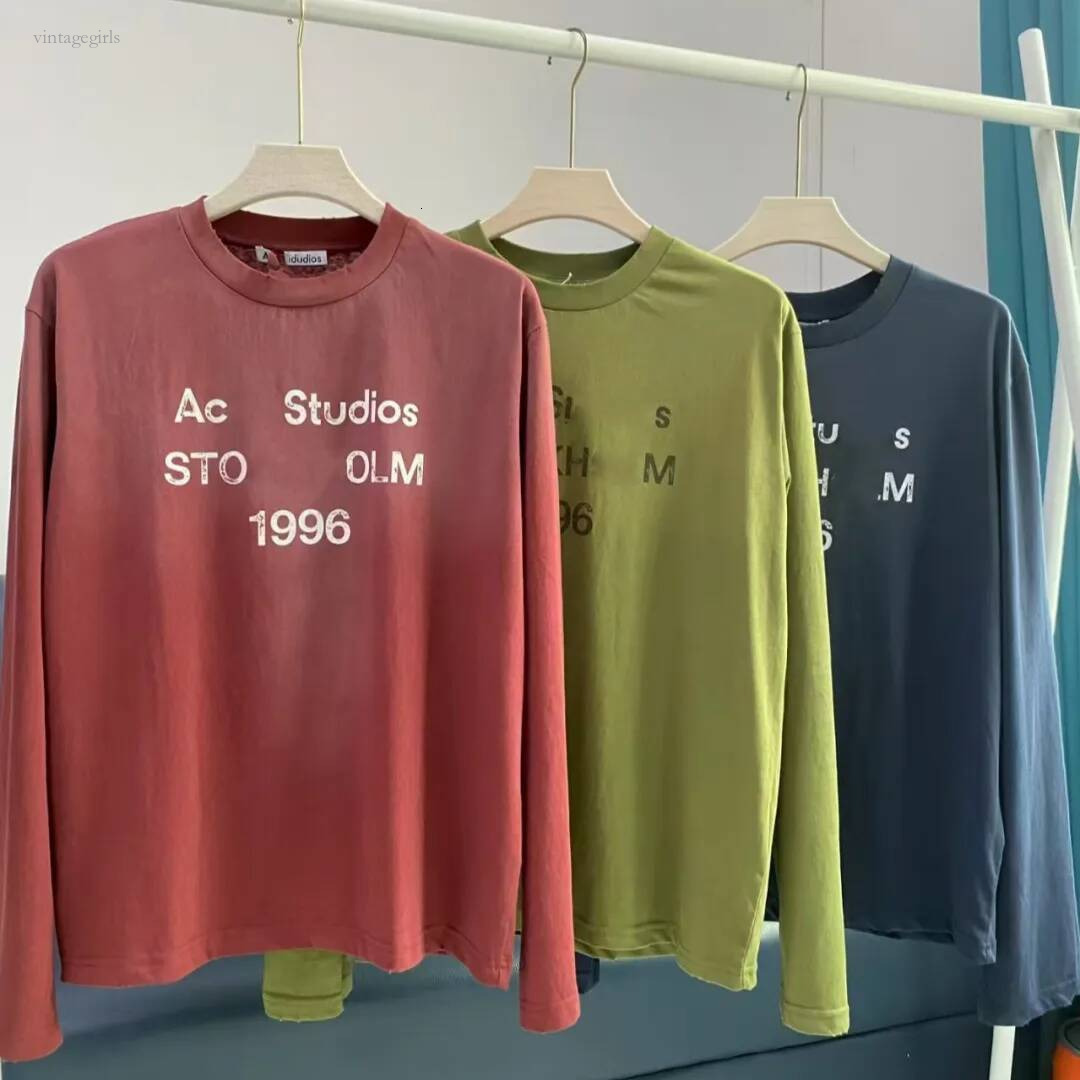 Fashion Women's T Shirt Retro Long Sleeve Letter Print T Shirt Base Layer Casual Loose Fit Spring Summer Versatile Round Neck Top Designer Size