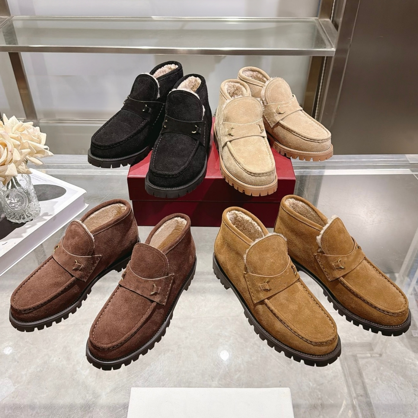 Womens Furry snow winter boot Designer boot platform heel loafer Fur wool Ankle leather booties Luxury Casual Hike Fashion Boot Retro outdoor wedge