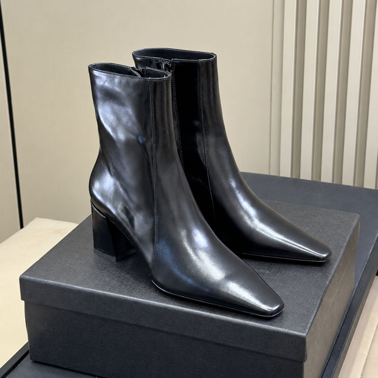 Designer Women's Shiny Leather Pointed Toe Ankle & Knee High Boots, Block Heel Side Zipper Tall Booties, Elegant Footwear for Party & Office