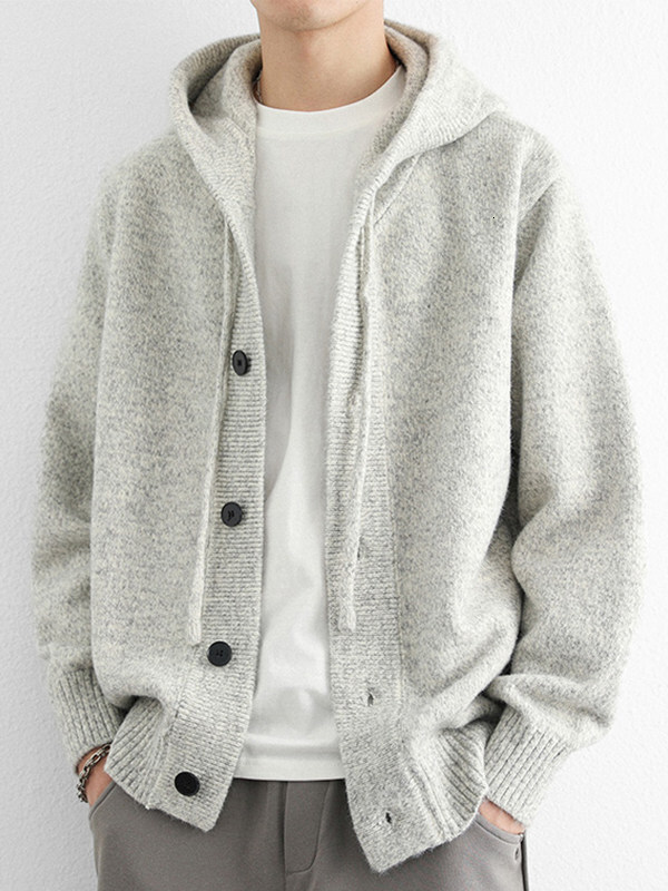 Men high quality hooded cardigan sweater thickened for autumn and winter loose fitting stylish casual jacket L261014a