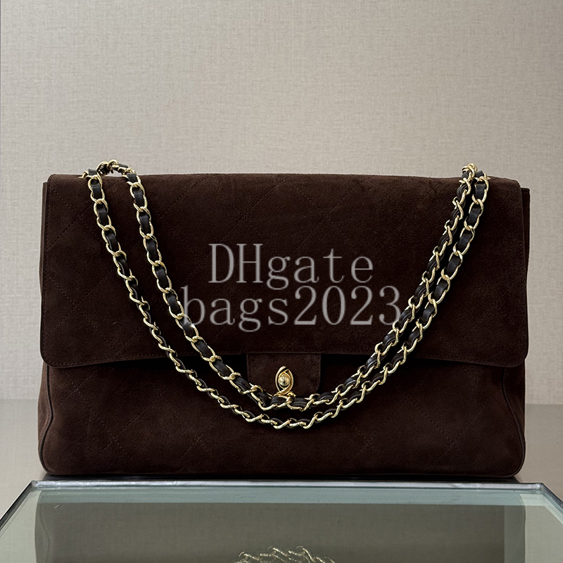 Maxi Flap Bag 38.5CM Luxury Designer Handbag Master Quality Suede Calfskin Chain Shoulder Crossbody Evening Bag with Gift Box X012CC