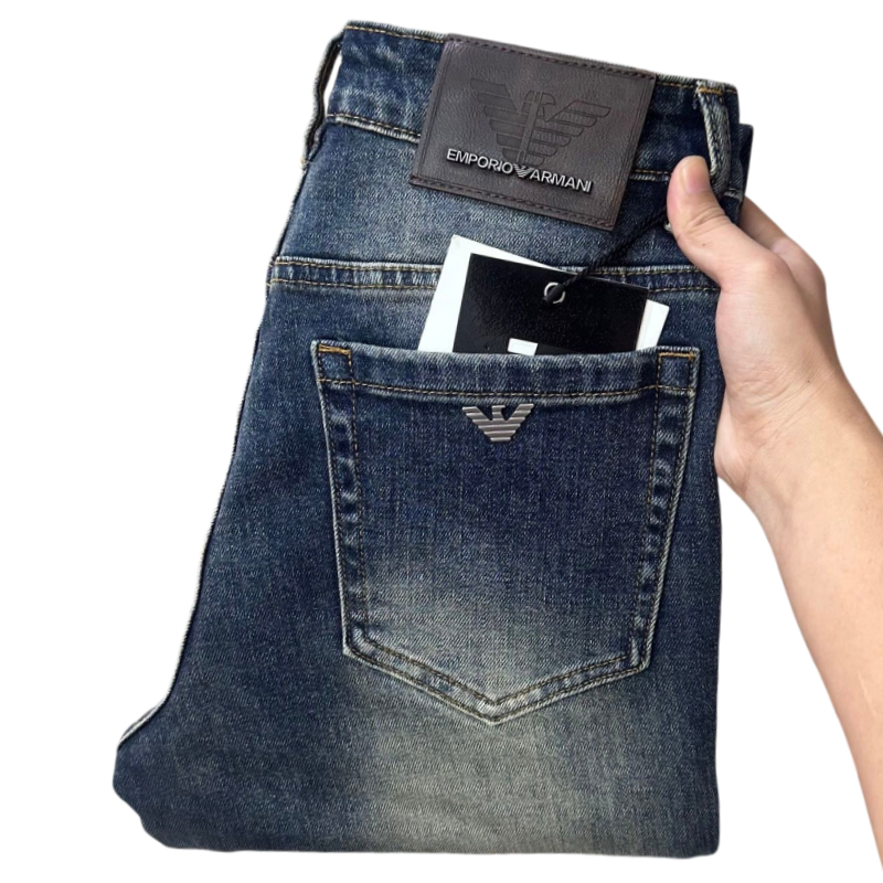 Men's Jeans Autumn Winter Men Slim Fit European American High-end Brand Small Straight Pants L824-99