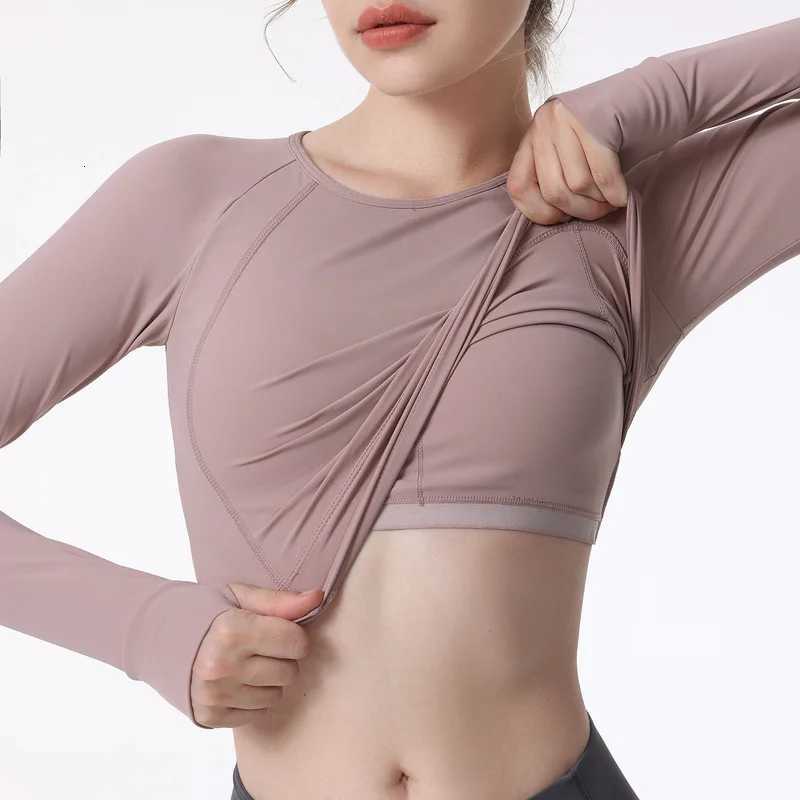 New Long Sleeve Yoga Built-in chest pad Shirts Sport Top Fitness Yoga Top Gym Top Sports Wear for Women Gym Femme Jersey Mujer X261005