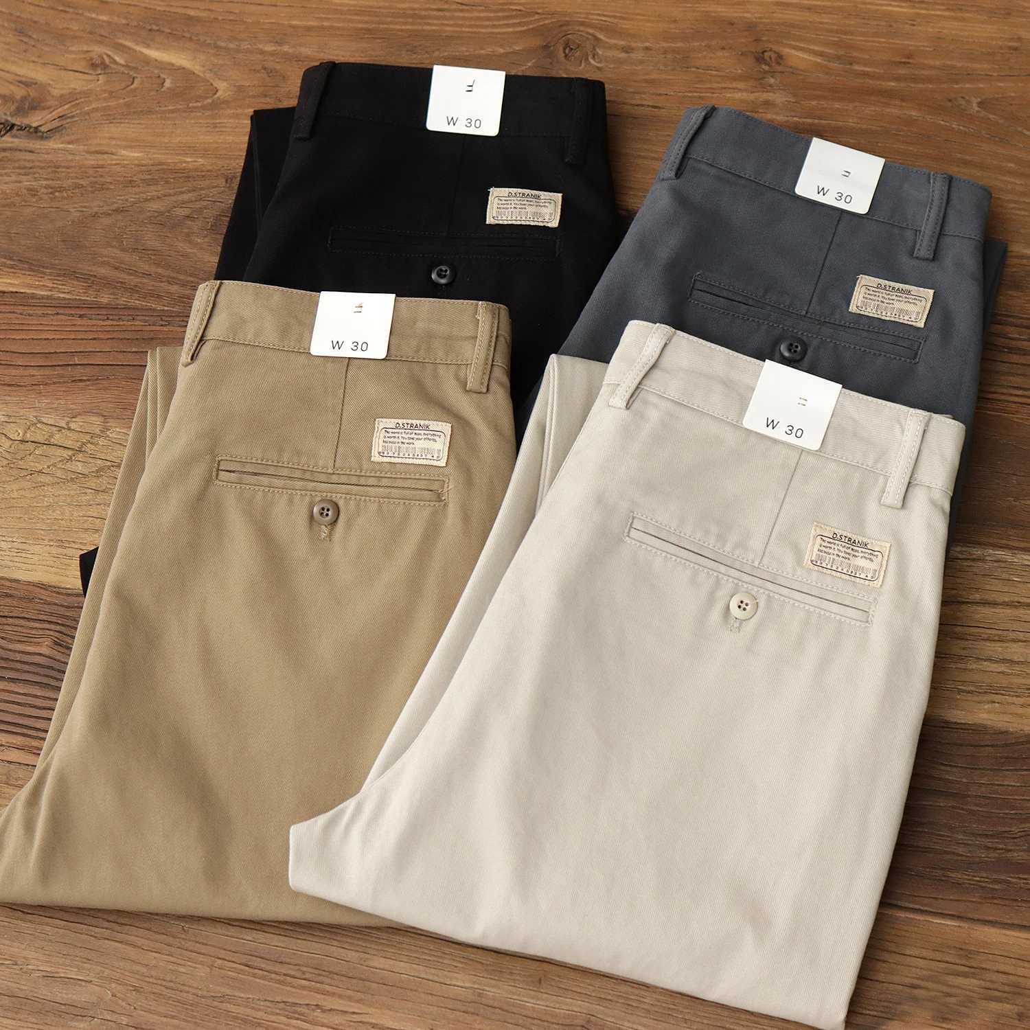 Pantaloni dritti American casual Chino cargo retrò semplici pantaloni casual in cotone beige bianco kaki da uomo C2601006