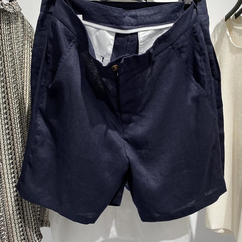 High-quality products Men's 100% Linen Casual Shorts 2026 Summer Solid Straight Leg Mid Rise Zip Fly Wrinkle-Free Daily Shorts S-XL