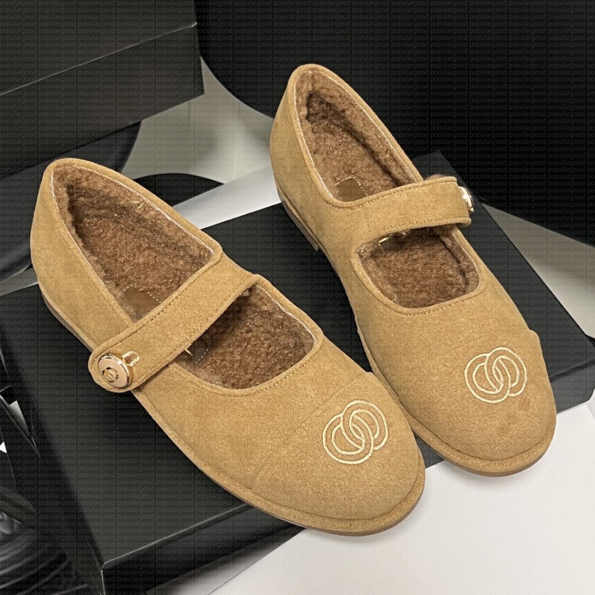 Cotton Fabric Ballet flat 25B Mary Jane Slippers Womens Loafers Designer Shearling Shoes Fur Slides Classic Platform Chestnut Slip-on Suede Wool Com