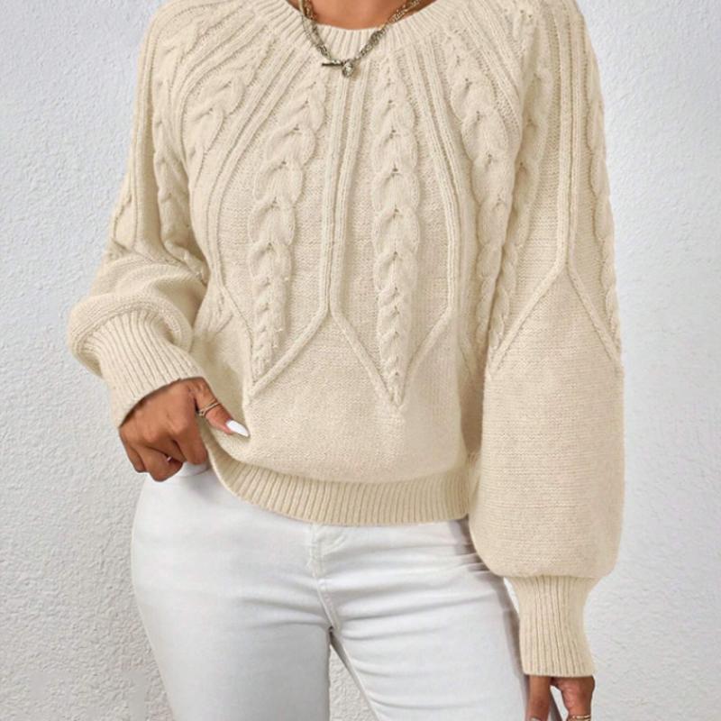 Pull en tricot torsadé pour femmes, best-seller de styliste, col ras du cou, manches longues, couleur unie, coupe ample, décontracté, automne hiv