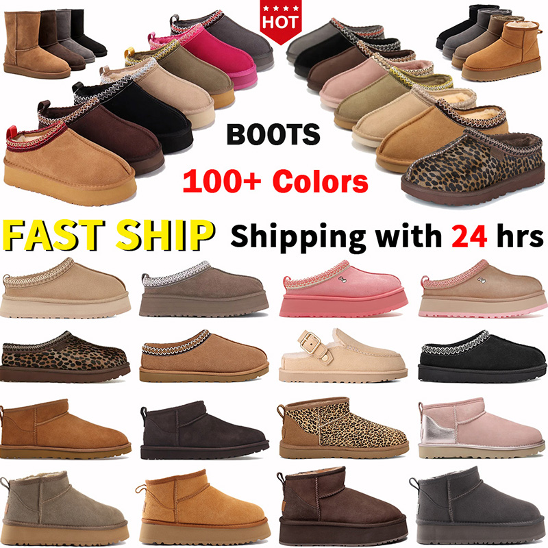 Tasman Slippers womens tazz Fur slides snow boots Classic ultra mini Shearling platform boot Suede Wool winter ankle designer booties men women s