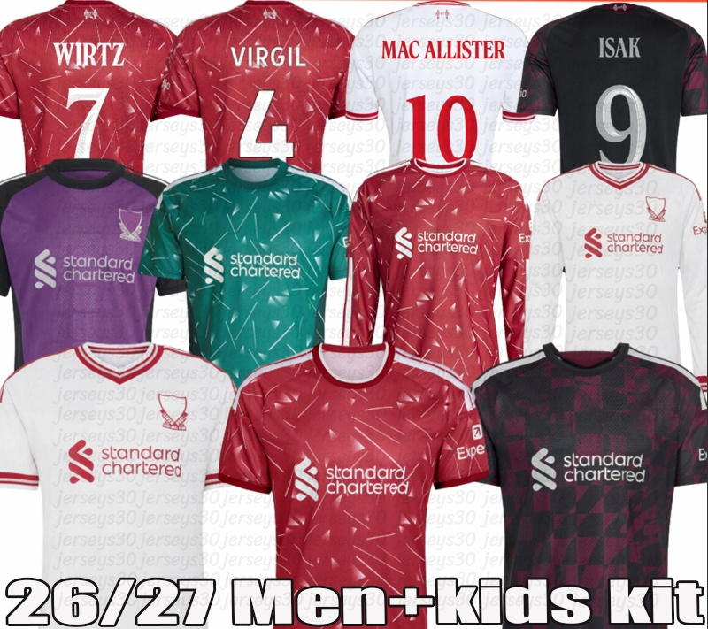The Reds livpool 26 27 designer shirt WIRTZ B.BARCOLA ISAK shirts Ekitike SZOBOSZLAI MAC ALLISTER long sleeve 2026 football tshirt big size XXXL 4XL
