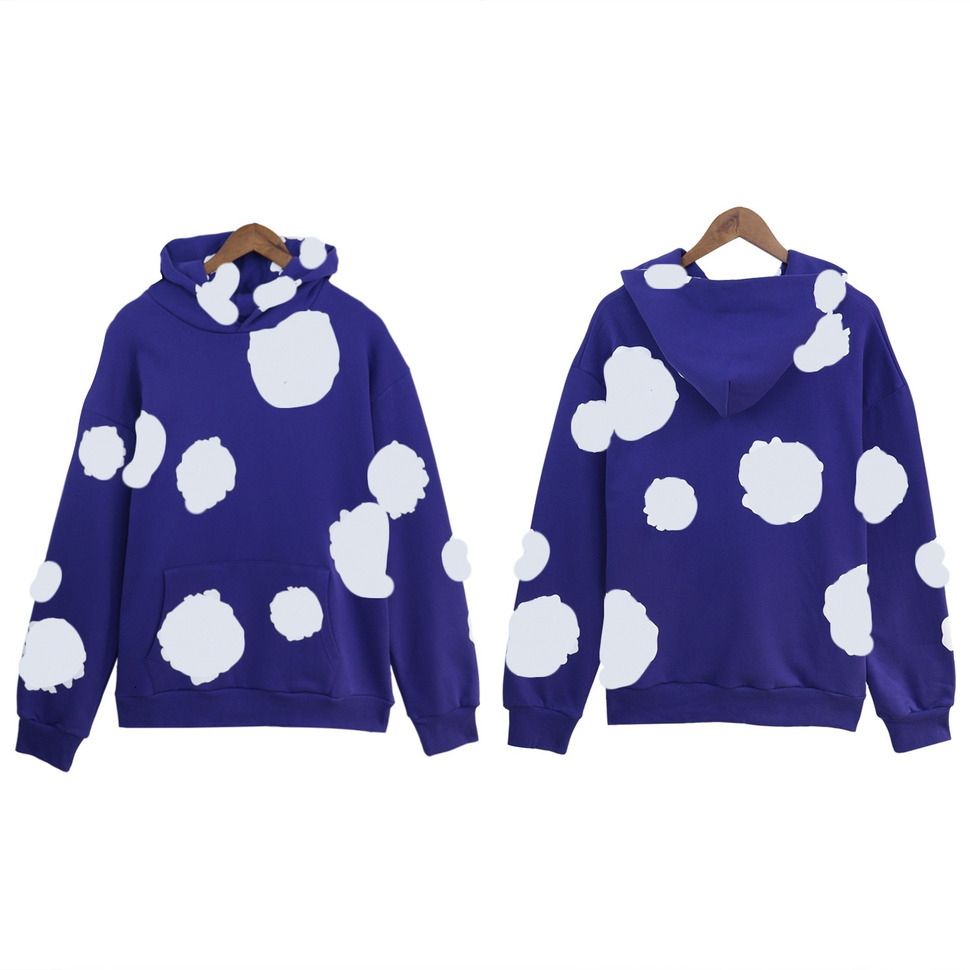 Denim Hoodie Tracksuits Men's Kapok Puff Flower Printed Y2k Long Sleeve High Street Pullover Vintage Hip Hop Fashion Casual Denim Taears Sweats