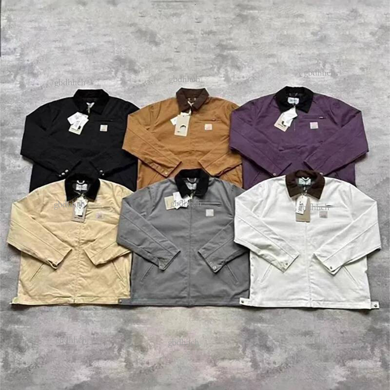 Carhartness Jacket Detroit Jacket With Cotton Lining Corduroy Collar Multi Color Men's Workwear Canvas Zipper Jacket Men Brand Designer Car Jac