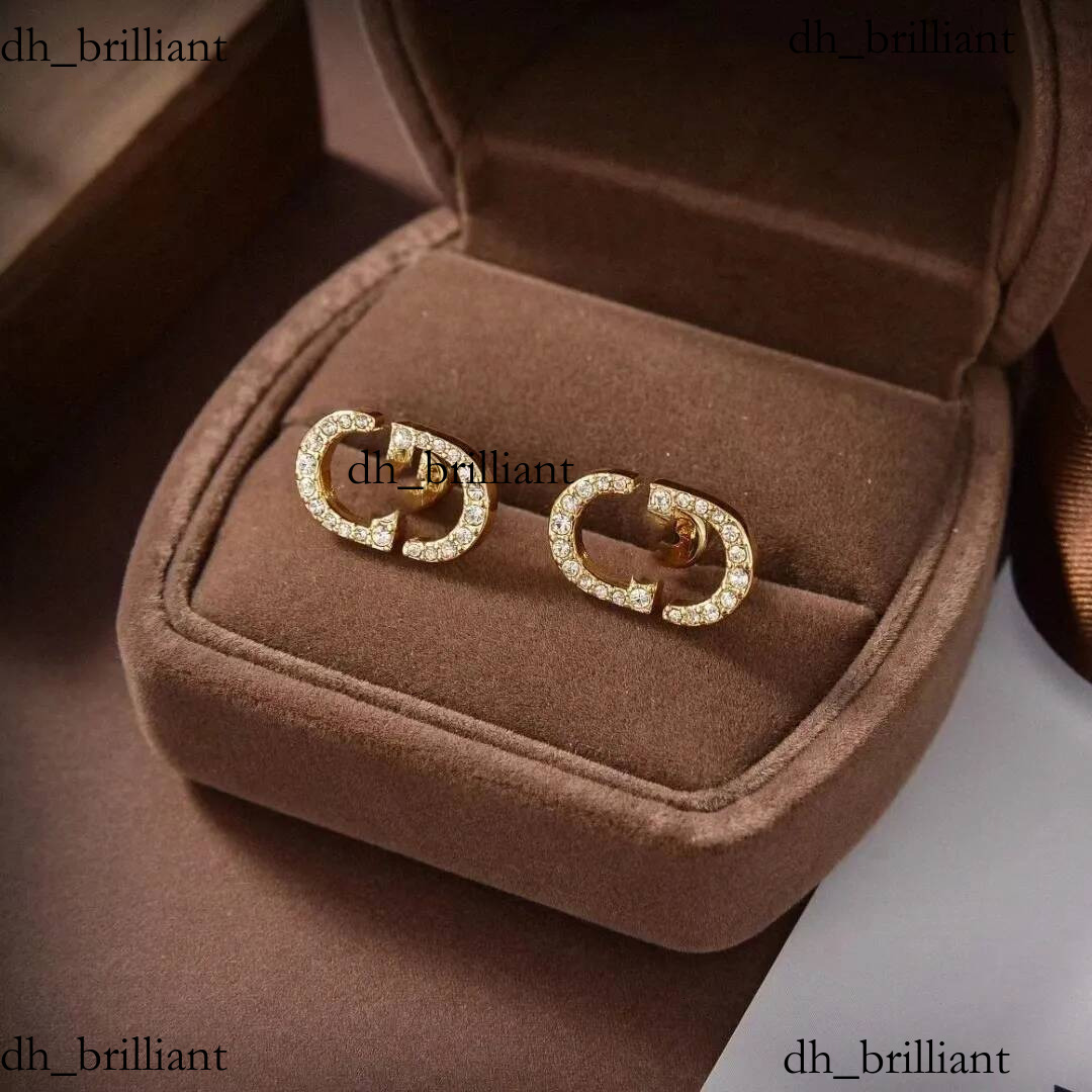 Full diamond 18K women golden letter earrings designer earring Stainless Classic Elegant All match Designer jewelry Stud wedding party h64o Hot