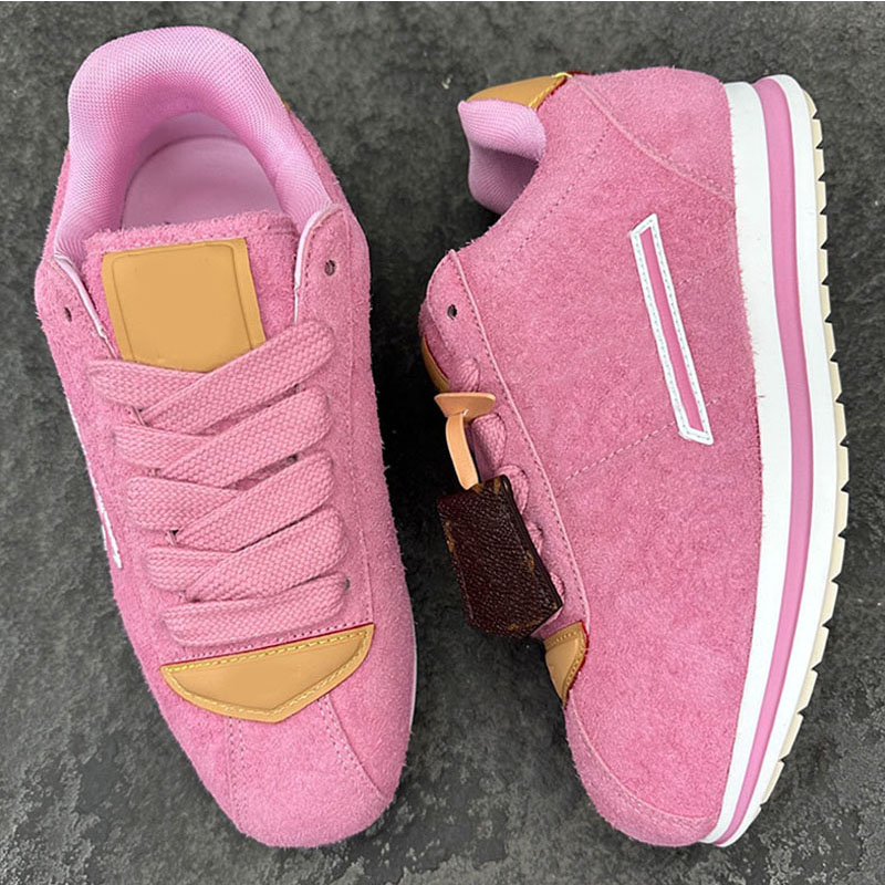 Elegant women refined BUTTERSOFT Sneakers Pink Hairy suede calf leather Comfortable versatile sports leisure shoes Rubber outsole Halloween Casual F