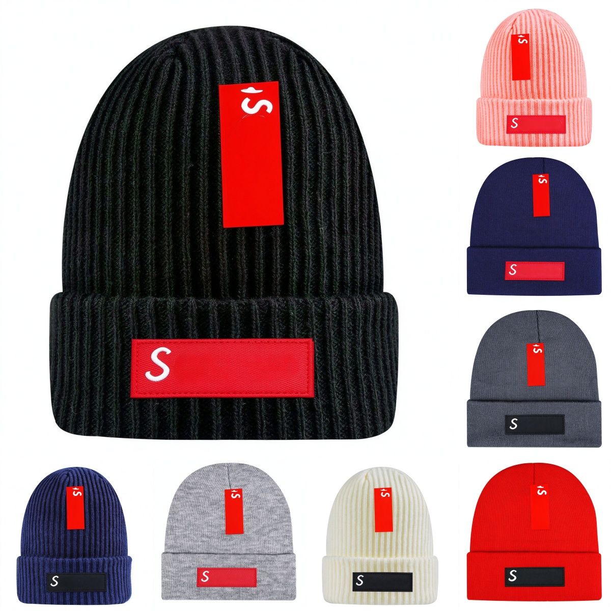 Designer Beanie Skull Cap Ribbed Knit Winter Hat Bonnet Homme With Red Label Patch Logo Design Warm Fleece Lined Casual Streetwear Style For Men Wom