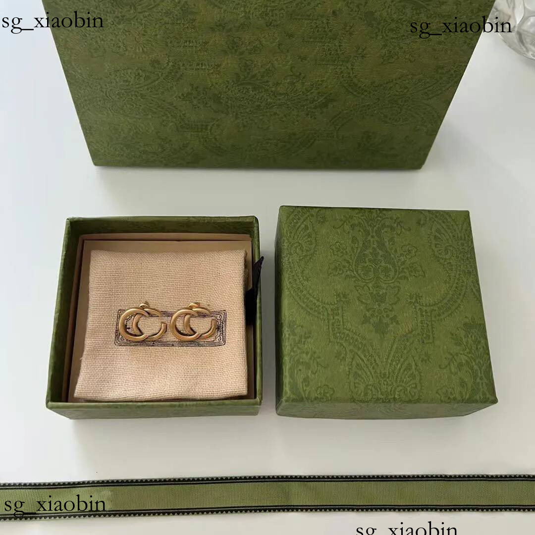Classique double lettre Vintage 14K or Boucles d'oreilles de créateur Bijoux de mode avec timbre matériau en laiton de haute qualité ne se décolo
