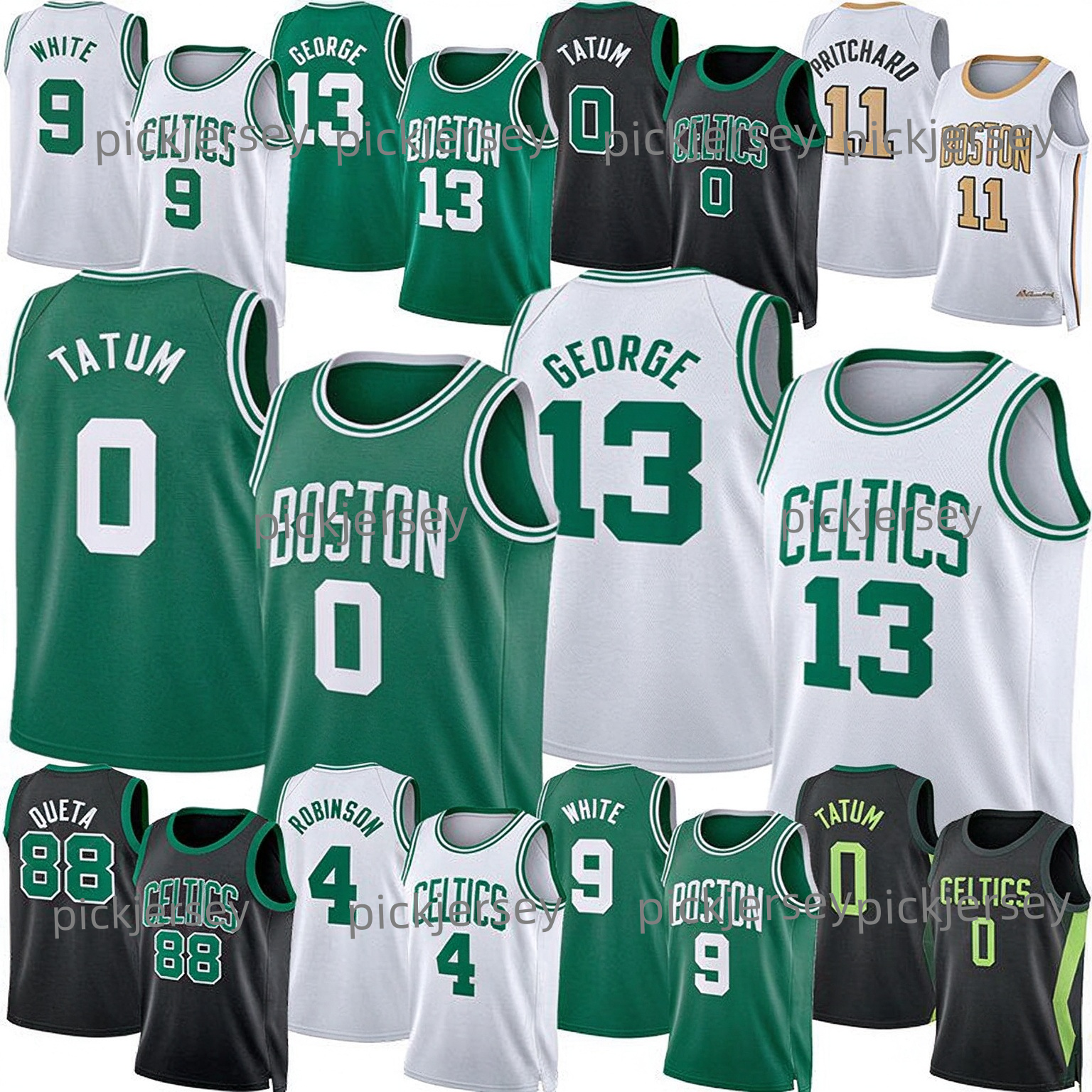Maillot de basket-ball Celticss maillot de Boston Jayson Tatum Paul George Larry Bird Kevin Garnett Paul Pierce Derrick blanc Payton Pritchard Ir