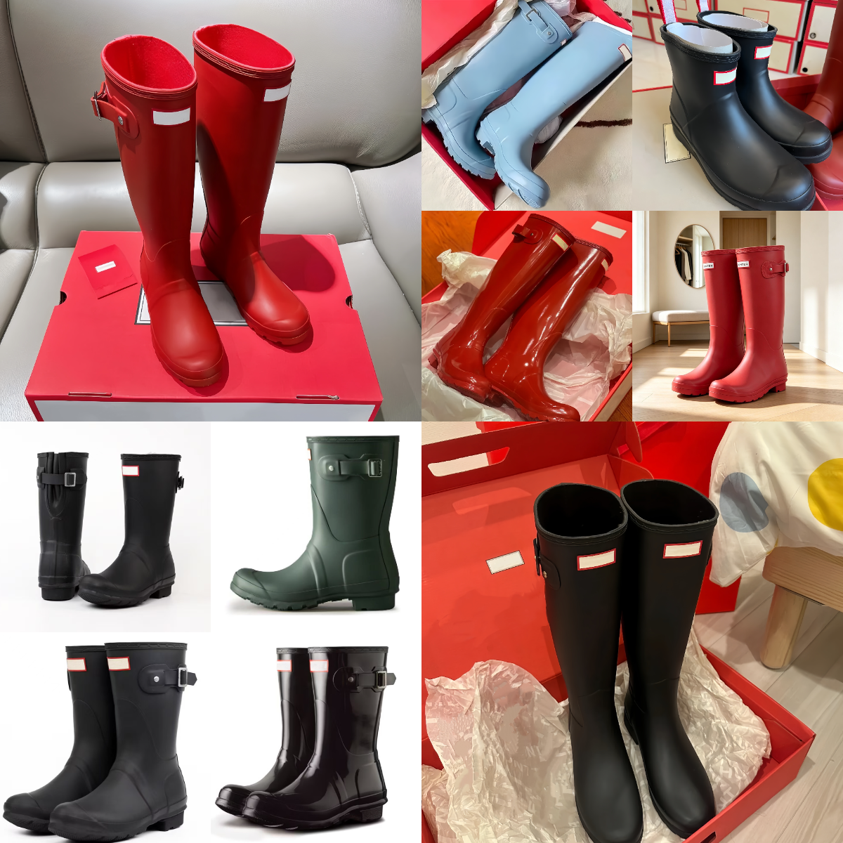 Winter Womens Mens Designer Rain boots Luxurys Wellies High quality Anti Slip Rubber Wellington Boots Black Shoes Cool Rainboots Red Martin Knight B