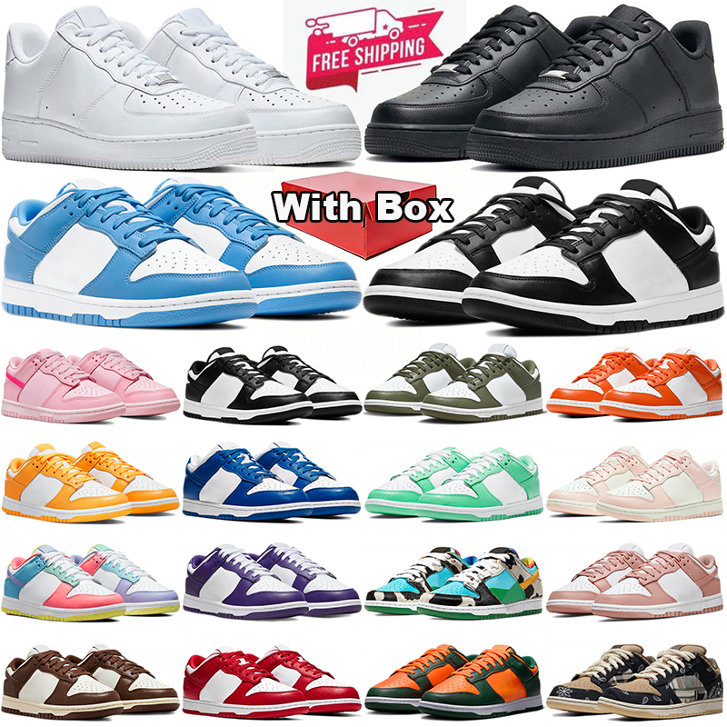 with box designer airforces1shoes shoes one for 1 men women triple white black pink panda grey fog university blue womens mens trainers outdoor spor