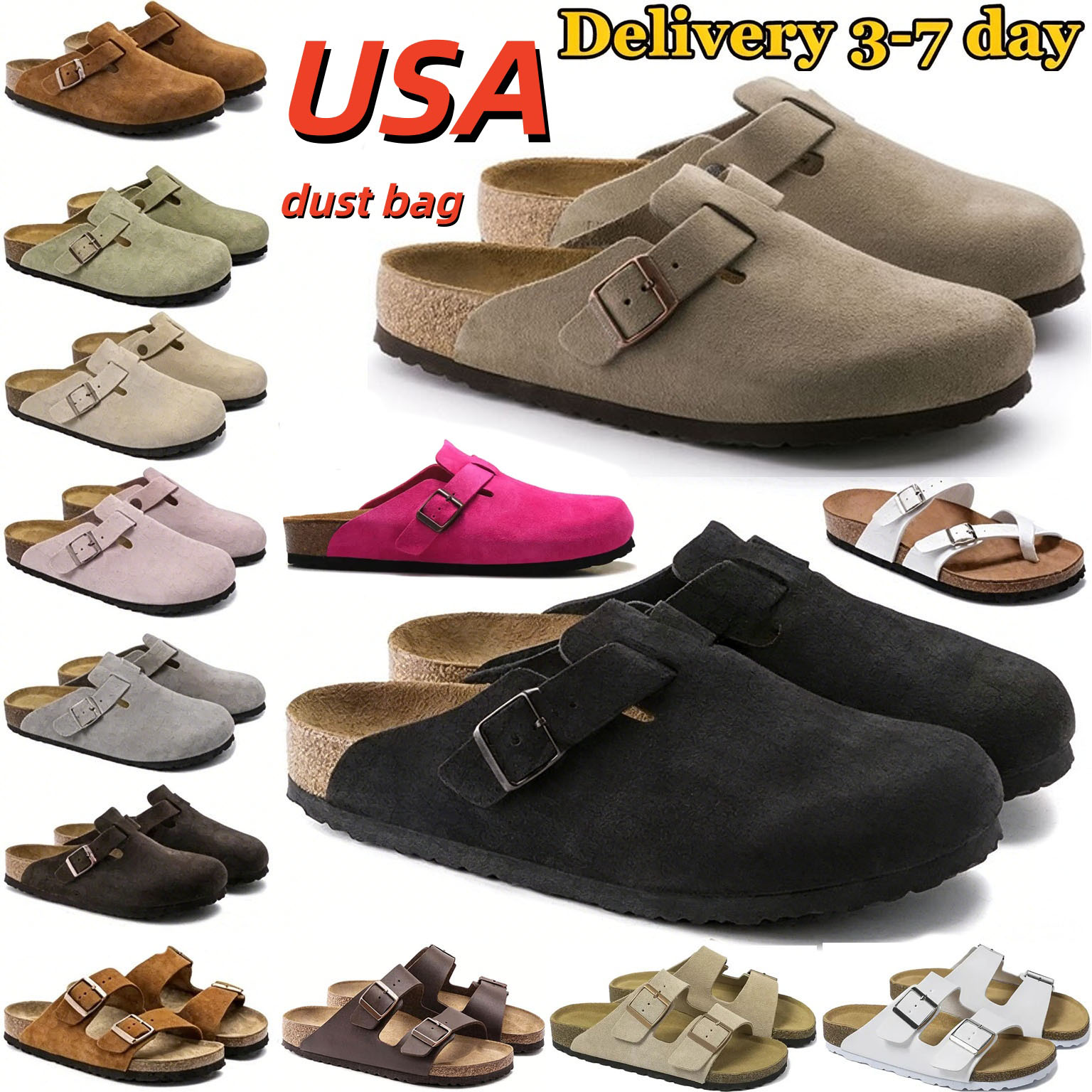 Designer birks slippers slides men women clogs suede leather sandals Taupe Black Sand Mocha mens stylish outdoor comfortable shoes sliders 36-45