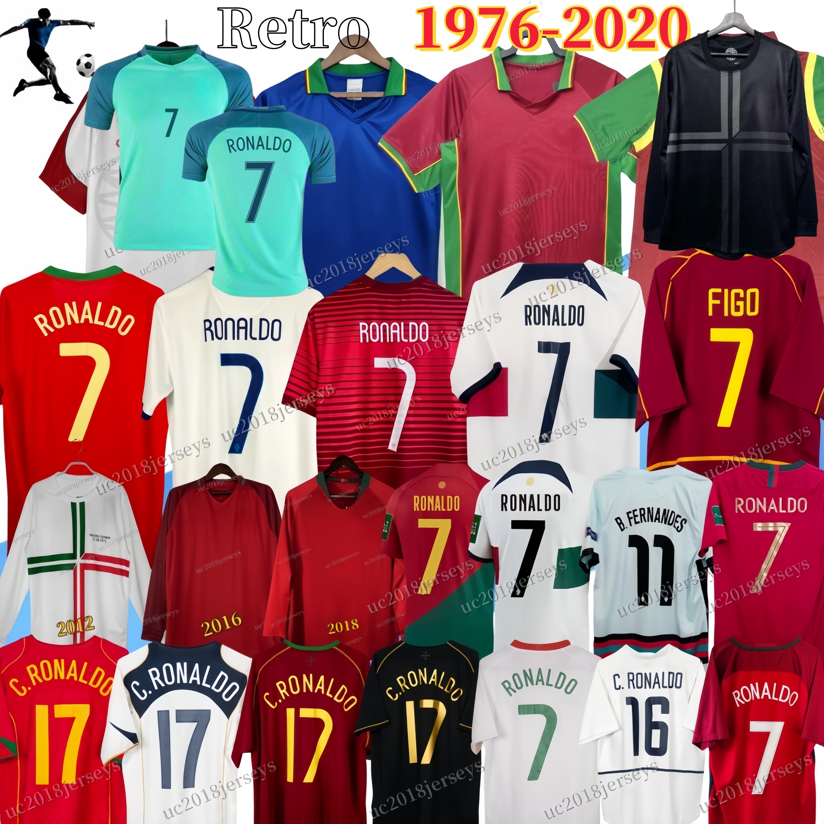 Long PoRtuga Retro Classic 1998-2023 Maillots de football CRONALDO 92 93 94 96 98 99 00 02 04 06 12 16 18 PoRTugal PAULETA RUI COSTA FIGO NANI PE