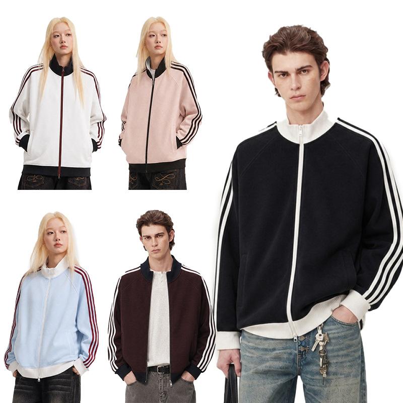 Designer Bestseller Men's Japanese Style Color Block Striped Textured Zip Up Stand Collar Loose Casual Jacket Cardigan Coat Spring Fall Outerwe