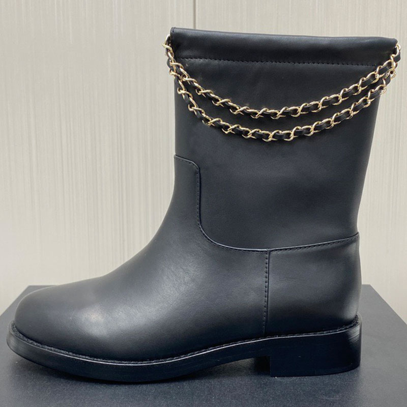 2026 Short Boots Luxury Designer Womens Runway Style Chain Ankle Boots Exquisite Details Cowhide Upper High End Dating Daily Comfortable Fashion Boo