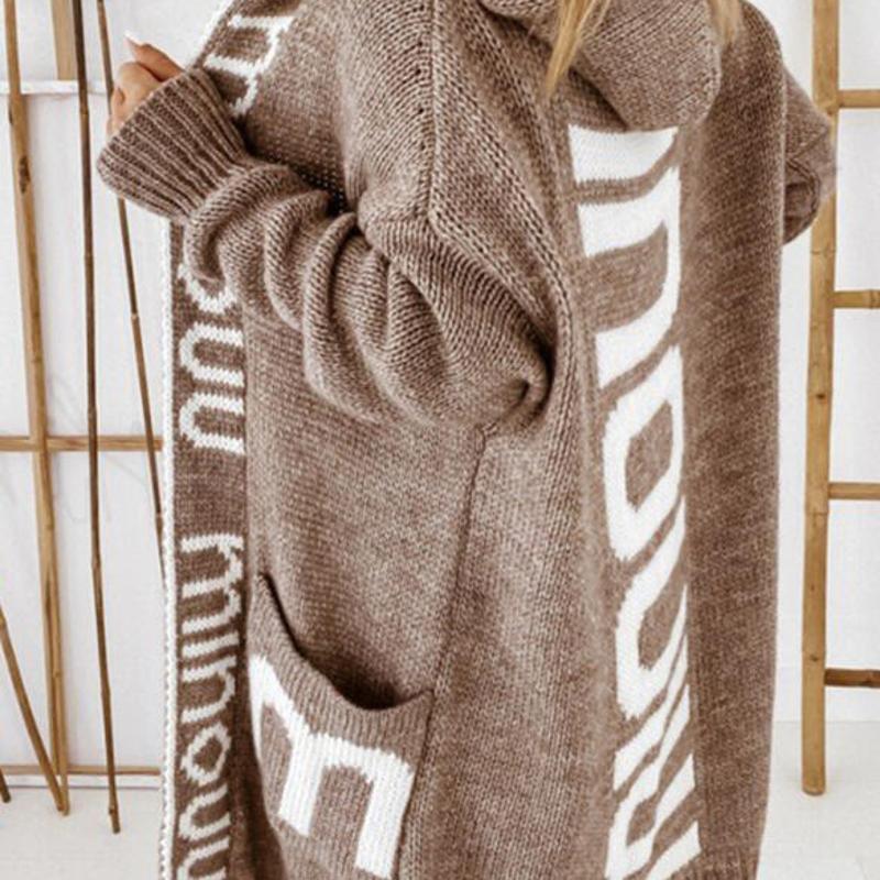 Designer Femmes Cardigan À Capuchon Pull Lettre Imprimer Lâche Mi-longueur Manteau En Tricot Automne Hiver Casual Streetwear Ouvert Avant Vêtemen