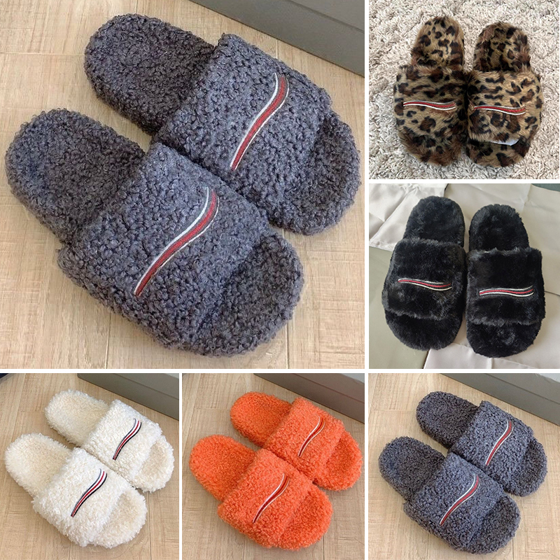Luxury Triangle Slides Designer Sandals Men Women Slippers Ladies Wool Winter Flurry Warm Letters Sandals Comfortable Fuzzy Girl Flip Flop Slipper 3