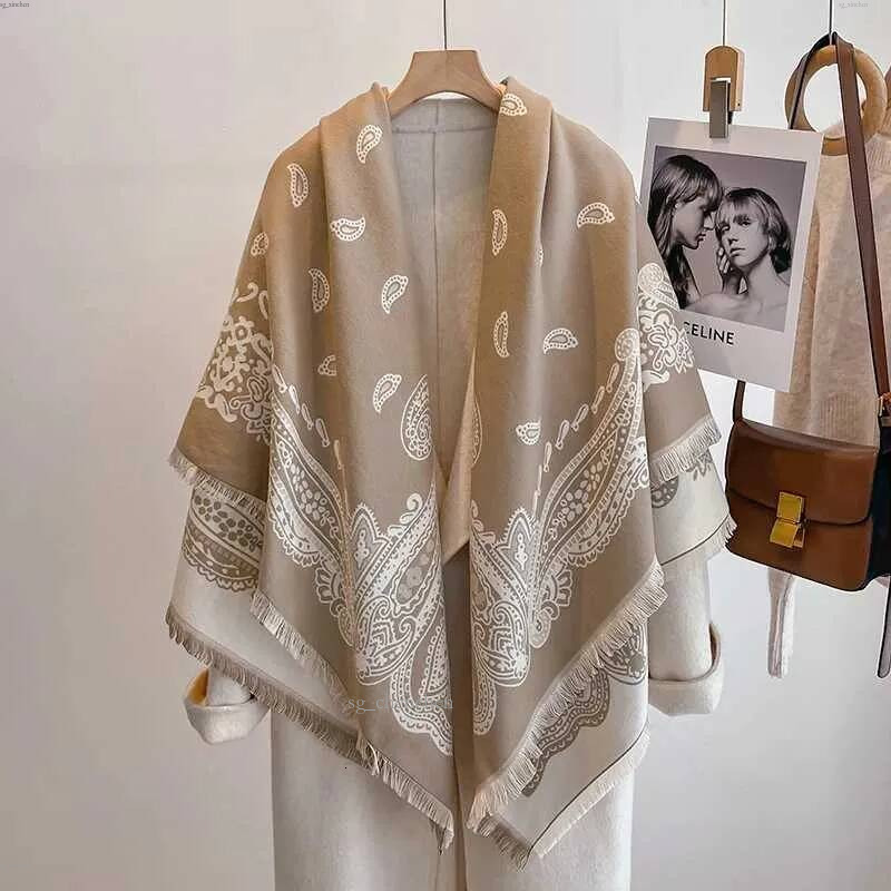 2025 Luxury Brand Womens Winter Cashmere Scarf Checkered Printed Tasseled Pashmina Shawl Wrap Bandana PonchoXJ251118