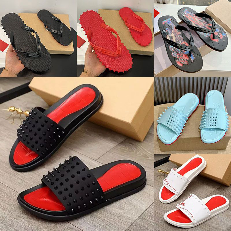 Men's Women's Black Spiked Slider Designer Sandals Comfortable Sole Footwear for Outdoors Flip Flops Leather Slippers Fashion Luxury Flat