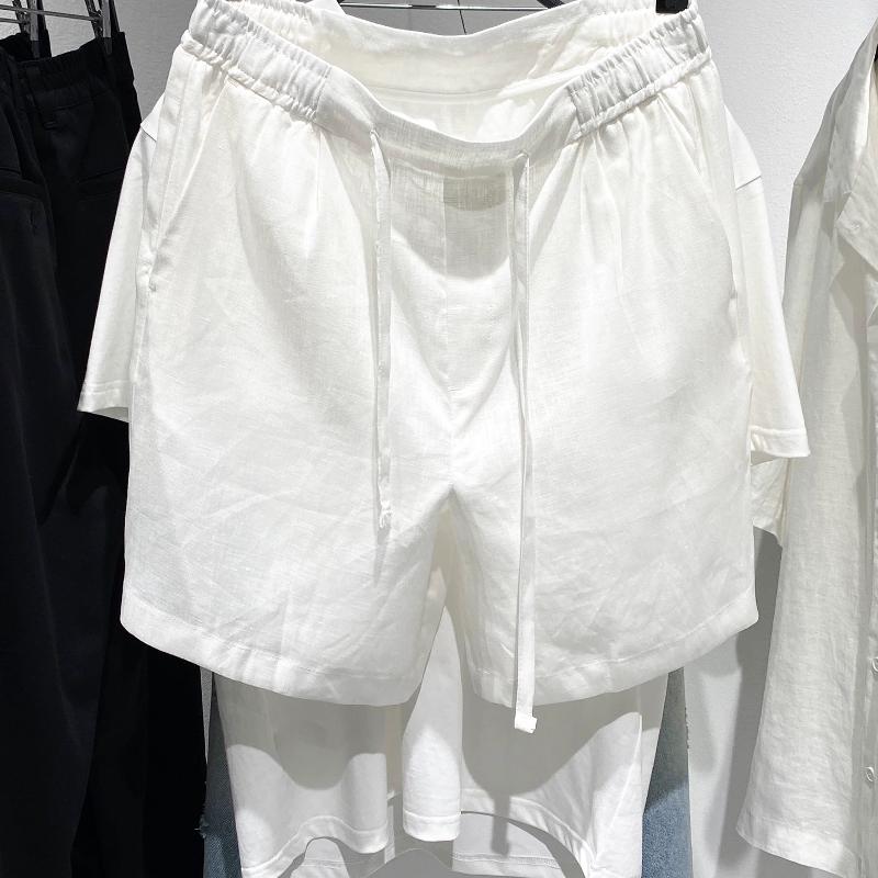 High-quality products Men's Summer 100% Linen Shorts Elastic Waist Drawstring Loose Fit Casual Solid Business Daily Shorts S-2XL