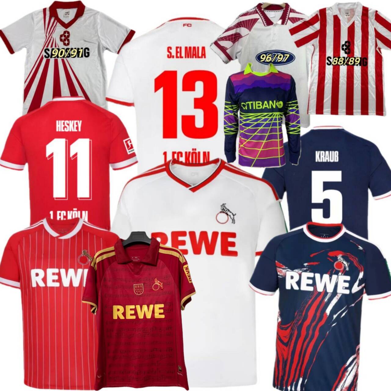 Soccer jersey 26 27 Koln Retro classic 90 91 96 97 87 86 85 82 83THIELMANN KAINZ ACHE KILIAN S.EL MALA BULTER KAMINSKI Customized 2026 2027 footb