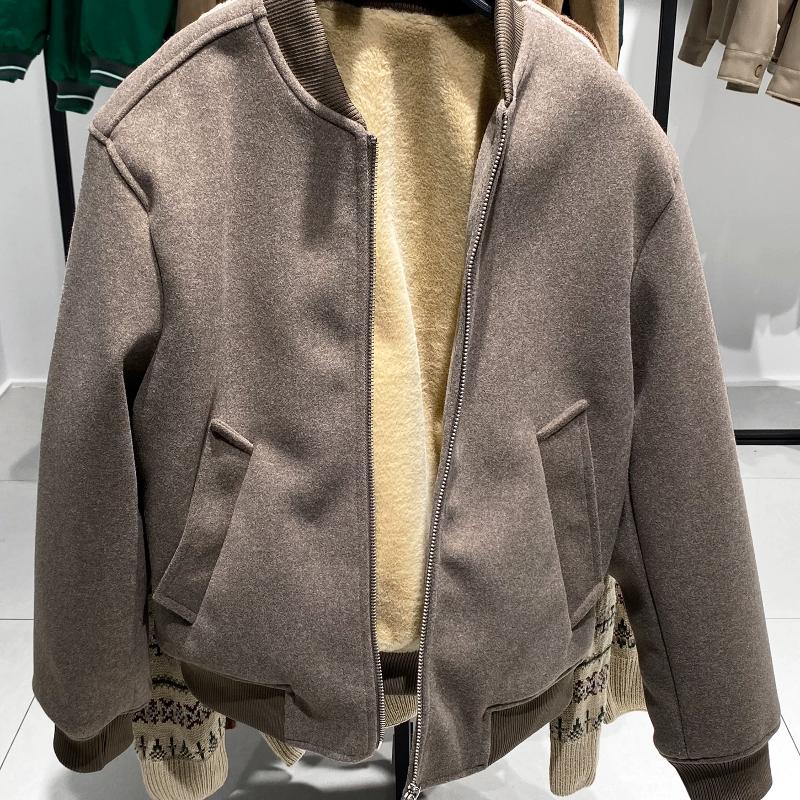 Design Seller Men's Fleece Lined Wool Blend Baseball Collar Jacket Zip Up Thick Warm Autumn Winter Coat Casual Solid Outerwear