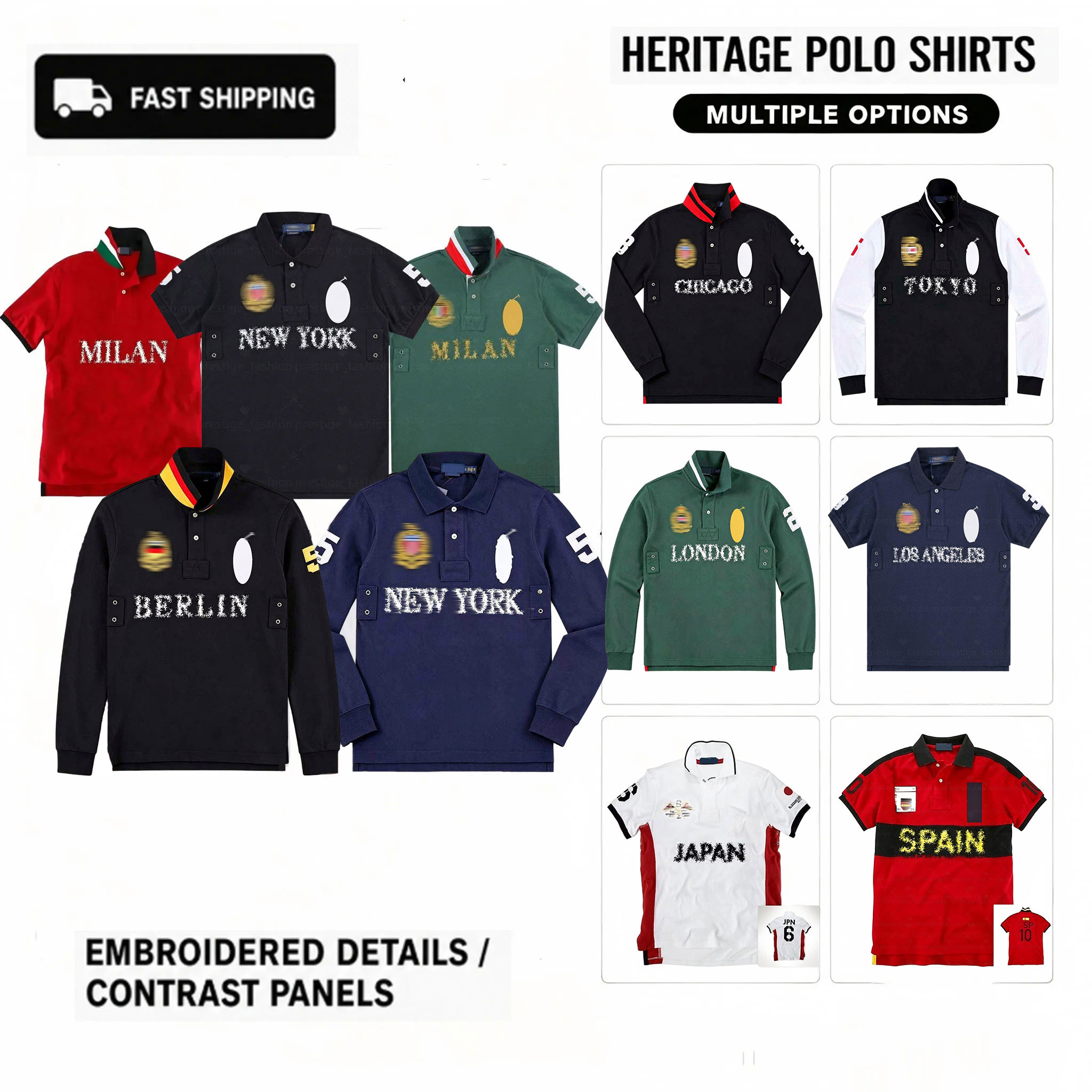 Polo Pony pour hommes t-shirt polo de créateur broderie haut à manches longues pour hommes chemises à manches courtes d'été simple polyvalent t-s